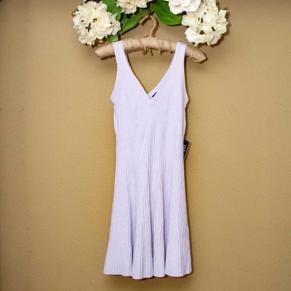 NWT Express Sleeveless V-Neck Ribbed Fit and Flare Sweater Dress size S - Picture 5 of 7